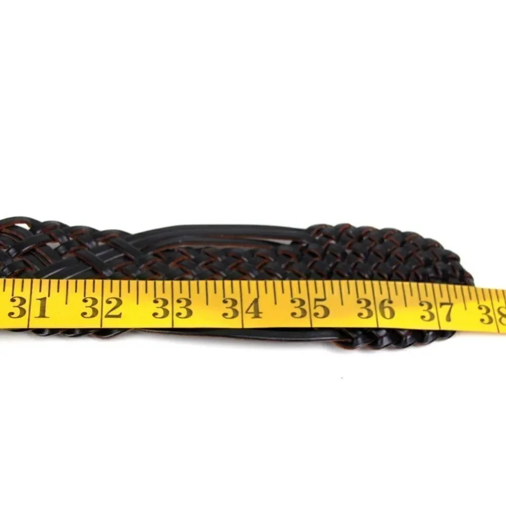BRAIDED WOVEN BROWN BONDED LEATHER 2